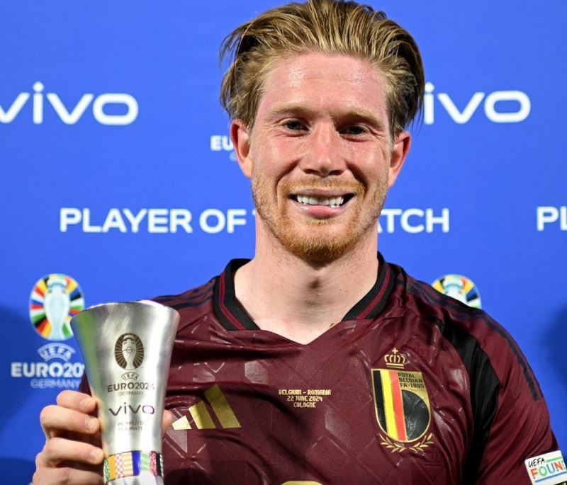 Kevin De Bruyne man of the match Belgia vs Rumania