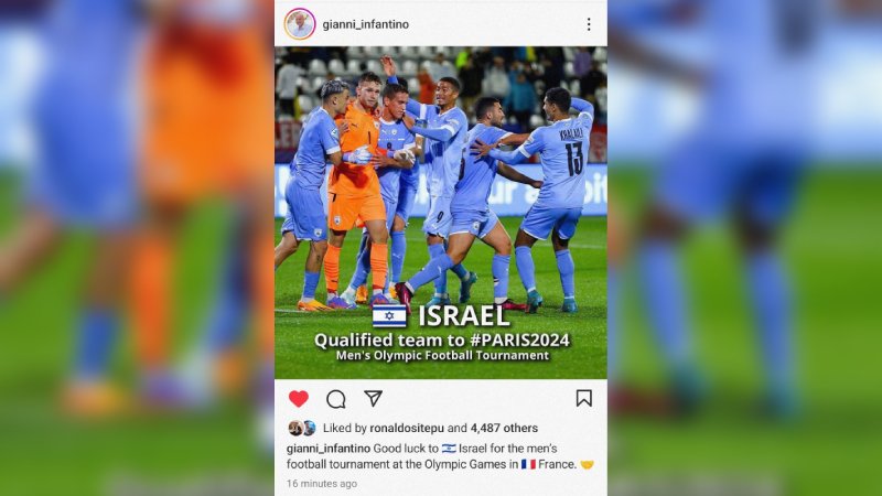 Ronaldo Sitepu memberikan like di ucapan selamat Gianni Infantino ke Israel