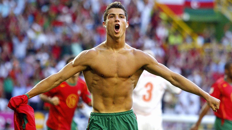 Potret selebrasi gol Cristiano Ronaldo di Euro 2024.
