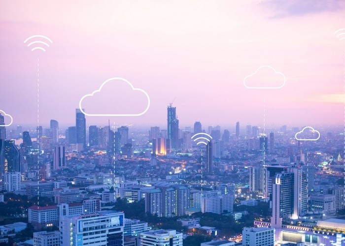 Cloud computing banner background for smart city