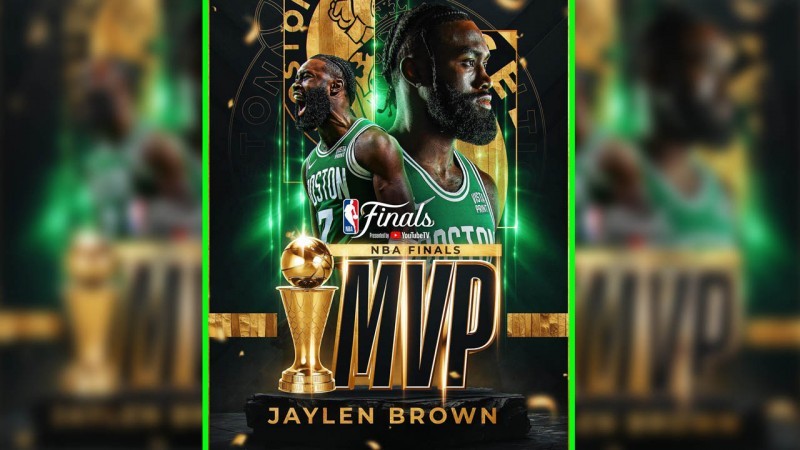 Jaylen Brown saat terpilih jadi MVP Final NBA 2024