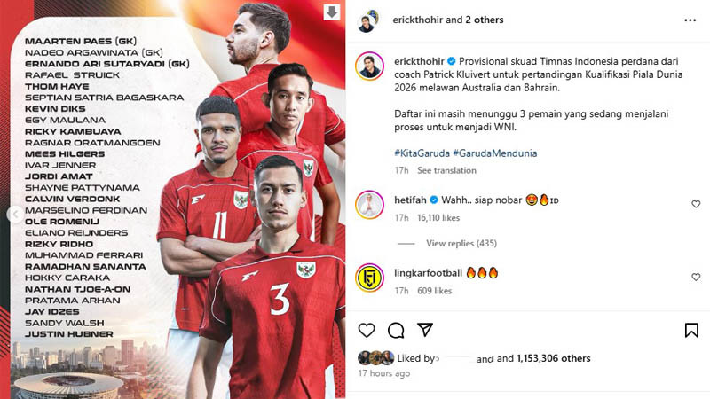 Daftar Skuat Timnas Indonesia