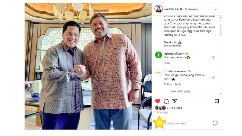 Erick Thohir bersama Ruben Gnanalingam