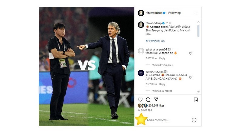 FIFA menantikan adu taktik Shin Tae-yong vs Roberto Mancini
