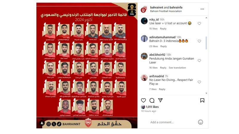 Netizen Indonesia ancam Bahrain soal penggunaan laser