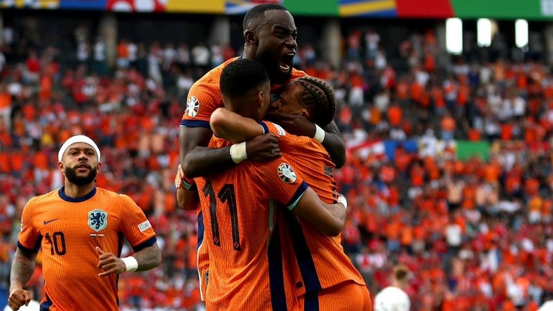 Selebrasi pemain Belanda