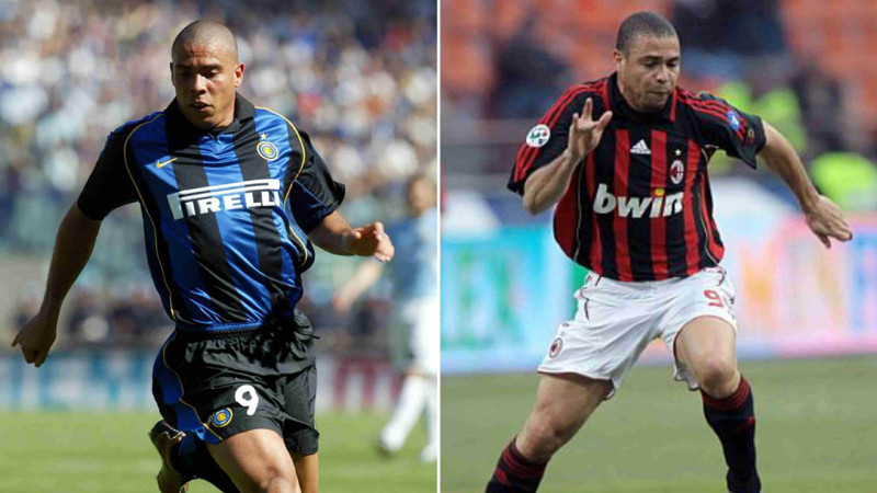 Ronaldo Nazario saat bermain untuk Inter Milan dan AC Milan.