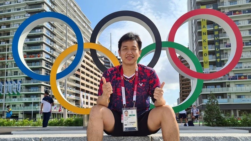 Pebulutangkis Indonesia, Hendra Setiawan, saat berpartisipasi di Olimpiade Tokyo 2020.