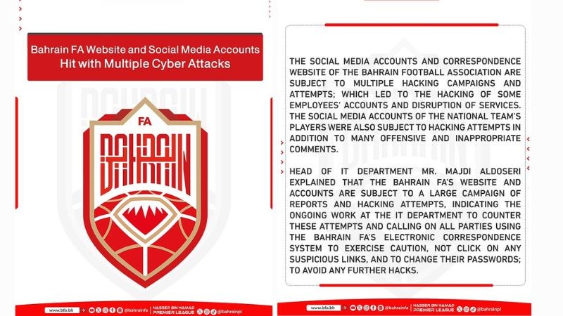 Media Sosial dan Situs Resmi Sepakbola Bahrain Diretas