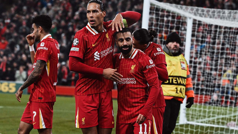 Selebrasi pemain Liverpool.