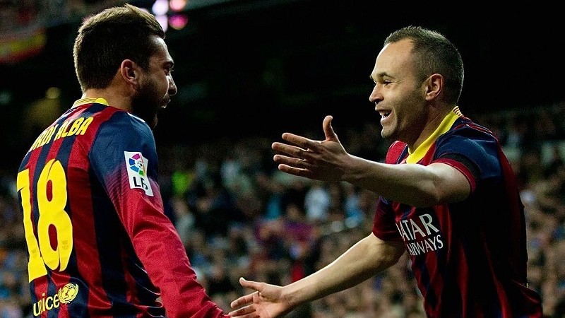 Jordi Alba dan Iniesta saat berseragam Barcelona