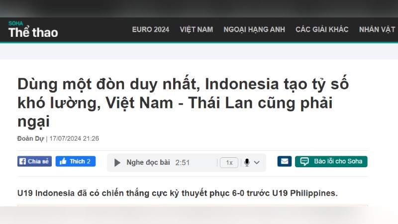 Media Vietnam soroti kemenangan Timnas Indonesia U-19