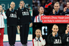 Momen Lucu Zhou Yaqin, Pesenam Asal China Ikut-ikutan Tiru Gaya Atlet Asal Italia Gigit Medali