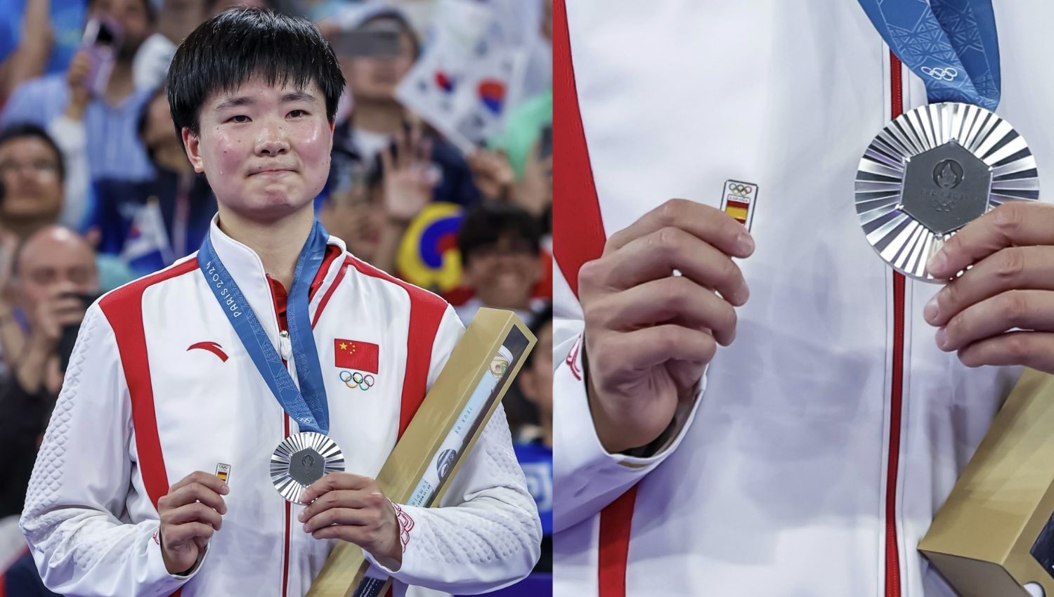 Olimpiade Paris 2024: Momen Haru He Bingjiao Bawa Pin Spanyol untuk Penghormatan Carolina Marin
