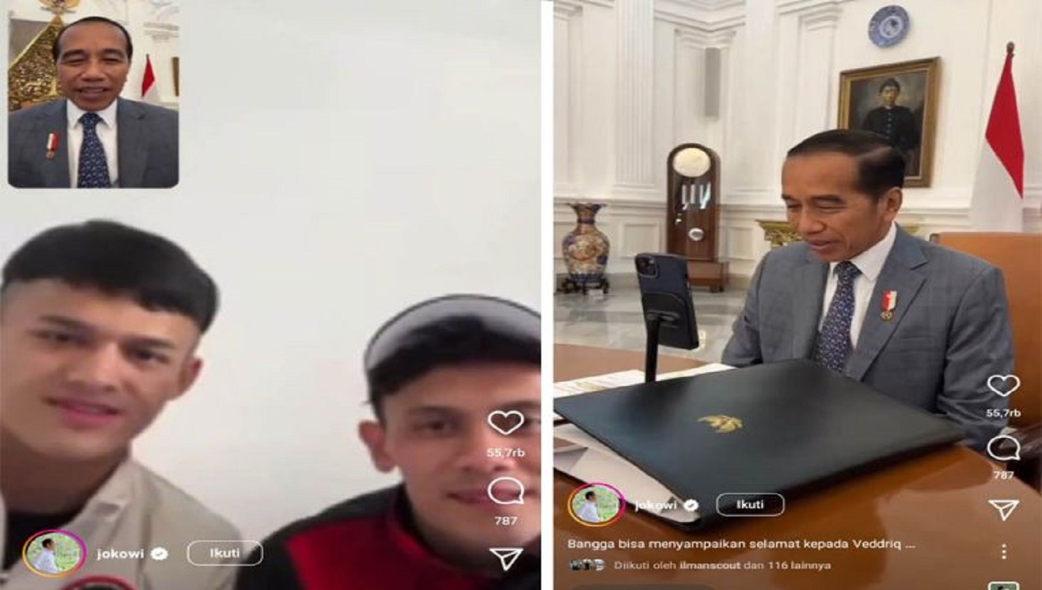 Momen Presiden Jokowi Video Call Veddriq Leonardo dan Rizki Juniansyah Usai Raih Emas Olimpiade