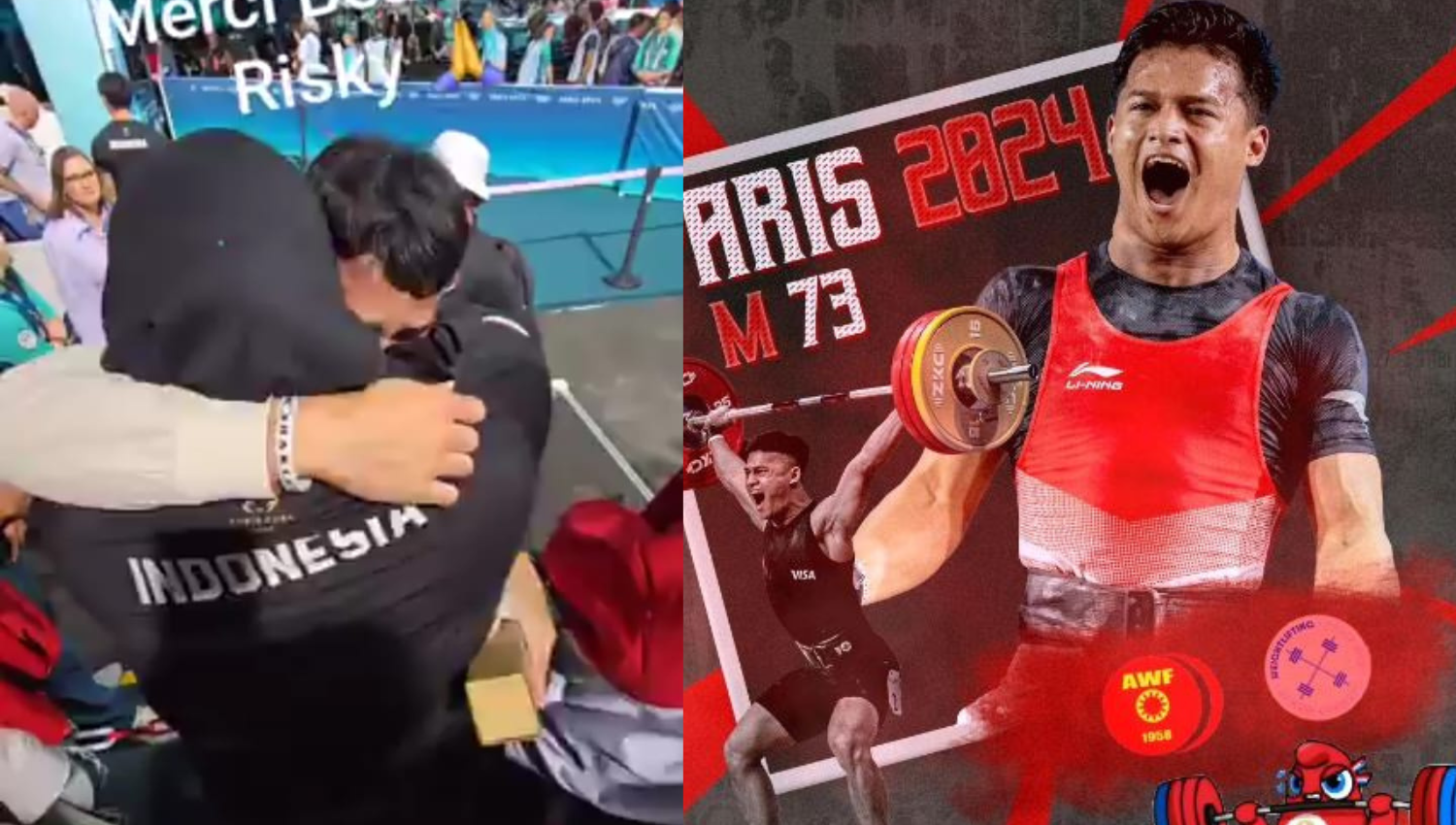 Detik-detik Nurul Akmal Peluk Gemas Rizki Juniansyah Seusai Raih Emas Olimpiade Paris 2024