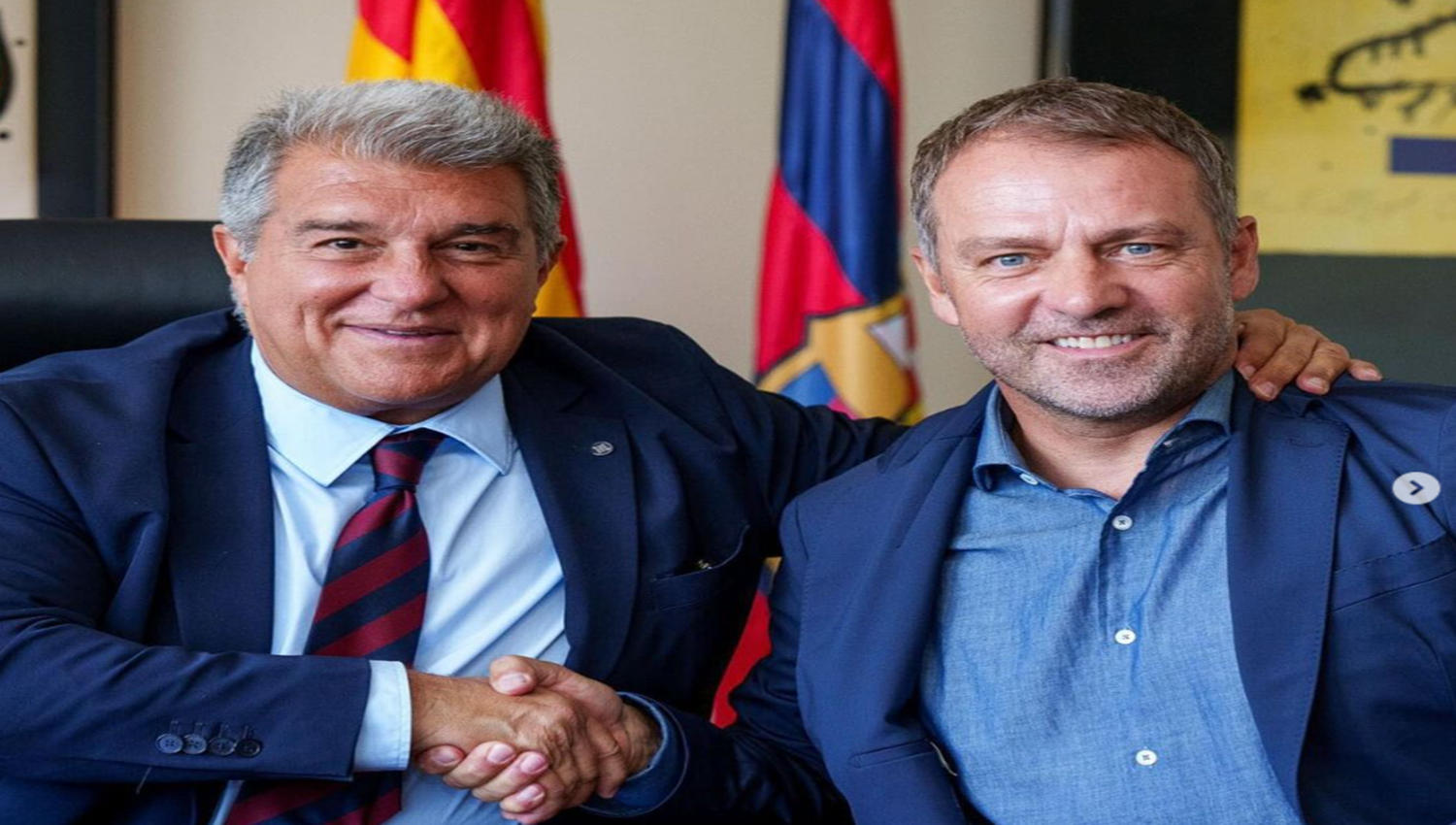 Menjelang Tur Pramusim Barcelona, Hansi Flick Bertemu dengan Presiden Joan Laporta